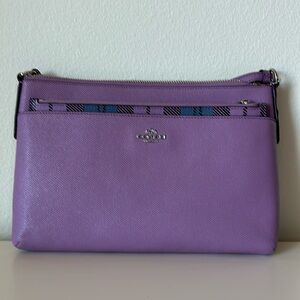 Coach Purple Bag w/ plaid insert thin wallet.
